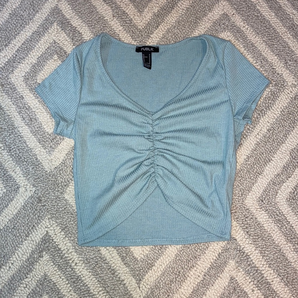 Ruched Ribbed Crop Top Size Medium